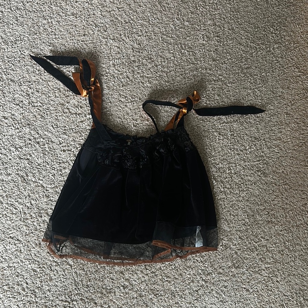 Free People Black and Brown Lace Trim Top